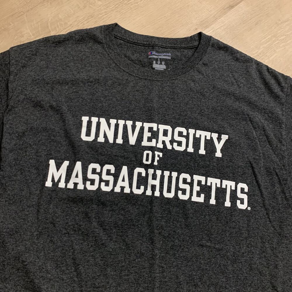 Champion University Of Massachusetts UMass Amherst T-Shirt Men's Large L Gray - Picture 2 of 6
